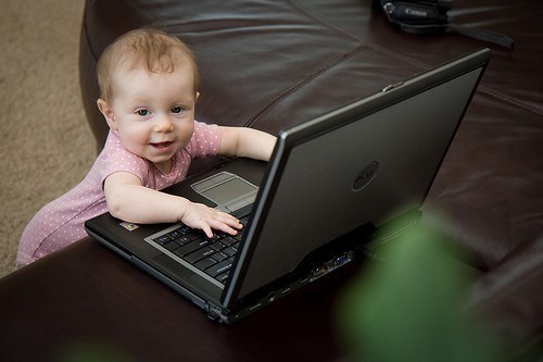 babies and laptop photo