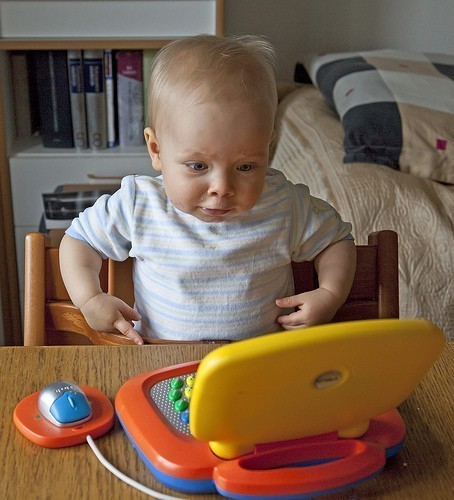 babies and laptop photo