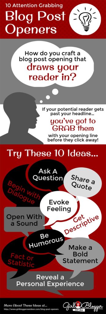10 Attention Grabbing Blog Post Openers - Infographic