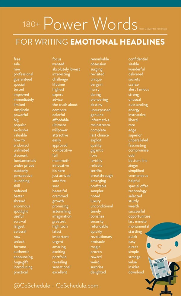 180+ Power Words For Writing Emotional Headlines - Infographic